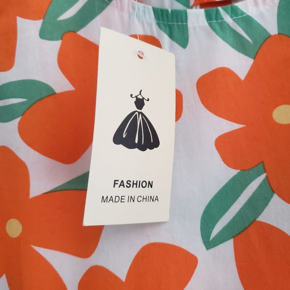 Girl's Cotton Summer Dress Short Ruffled Sleeve - Picture 4 of 5